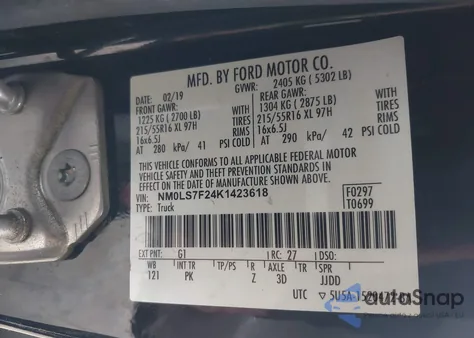 2019 Ford Transit Connect Xlt z USA, uszkodzony, nr VIN NM0LS7F24K1423618